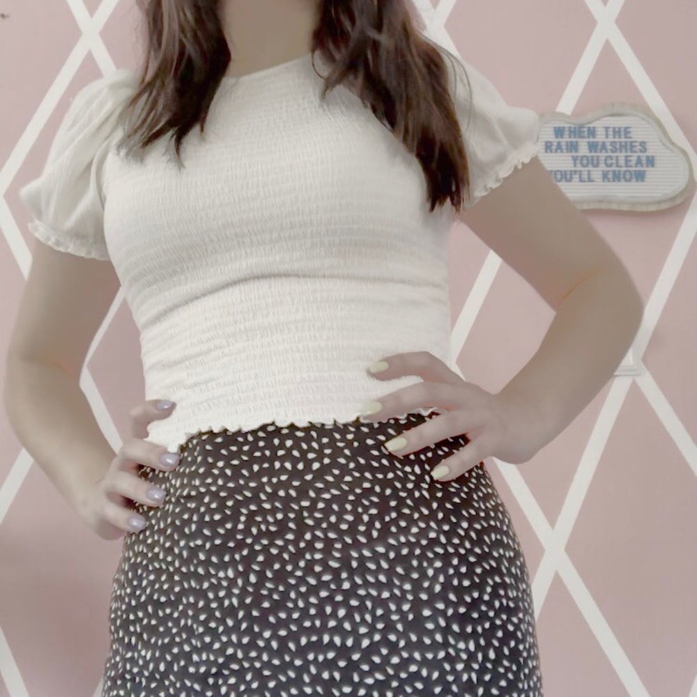 Black and white skirt.